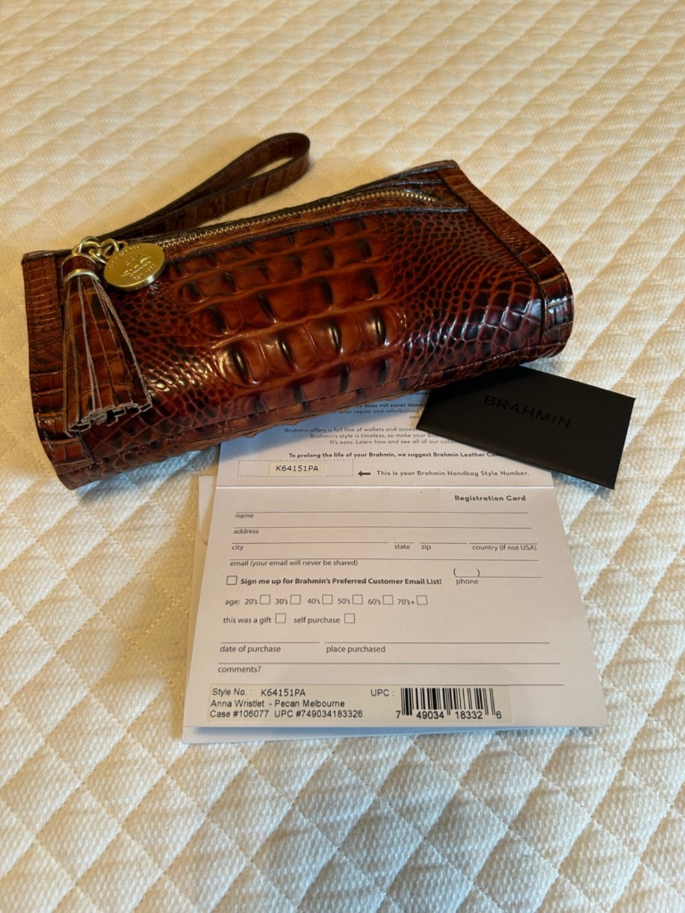 Brahmin Anna Wristlet in Pecan Melbourne - Picture 14 of 16